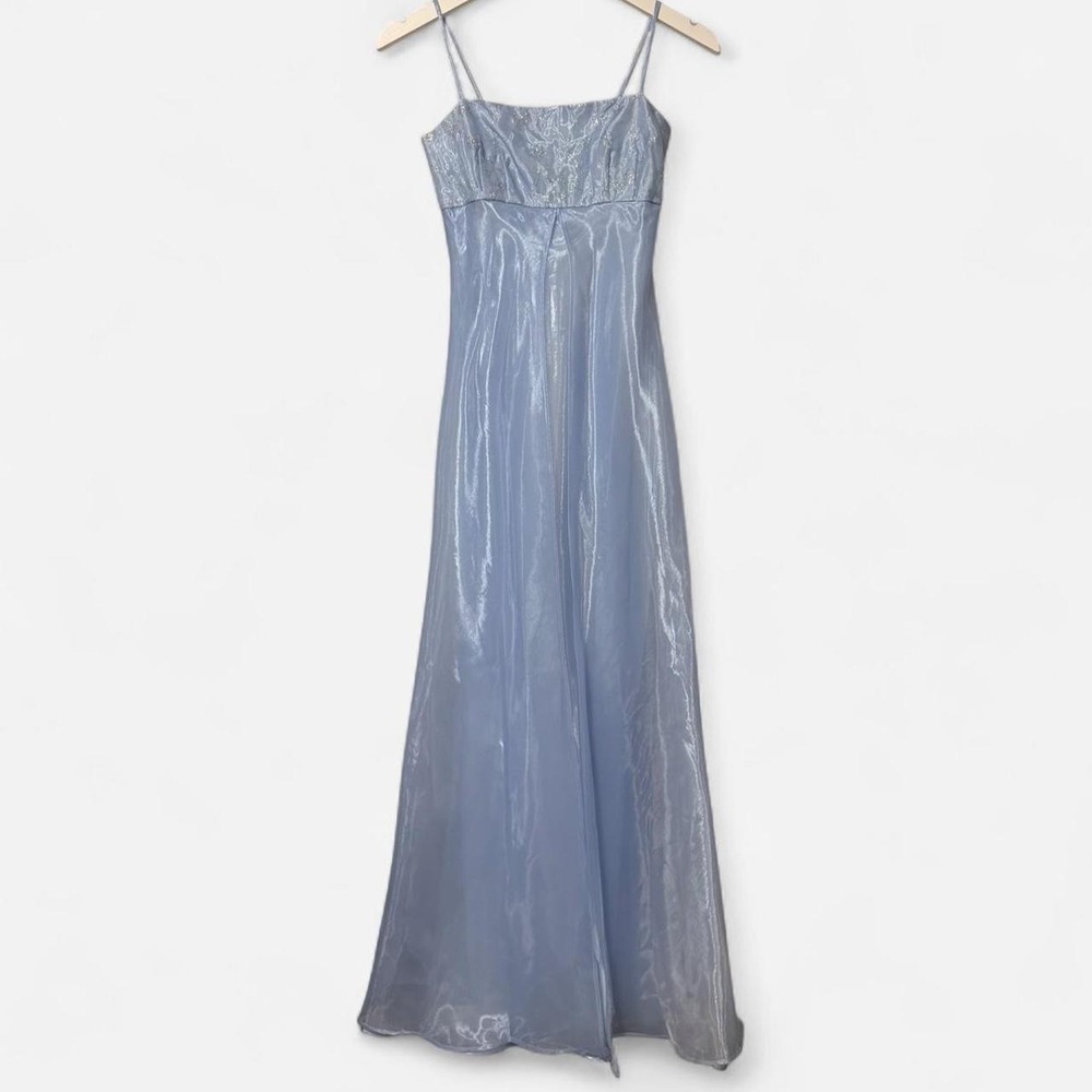 Vintage Byer Too Y2K Baby Blue Organza Formal Gown Prom Dress Size 3/4